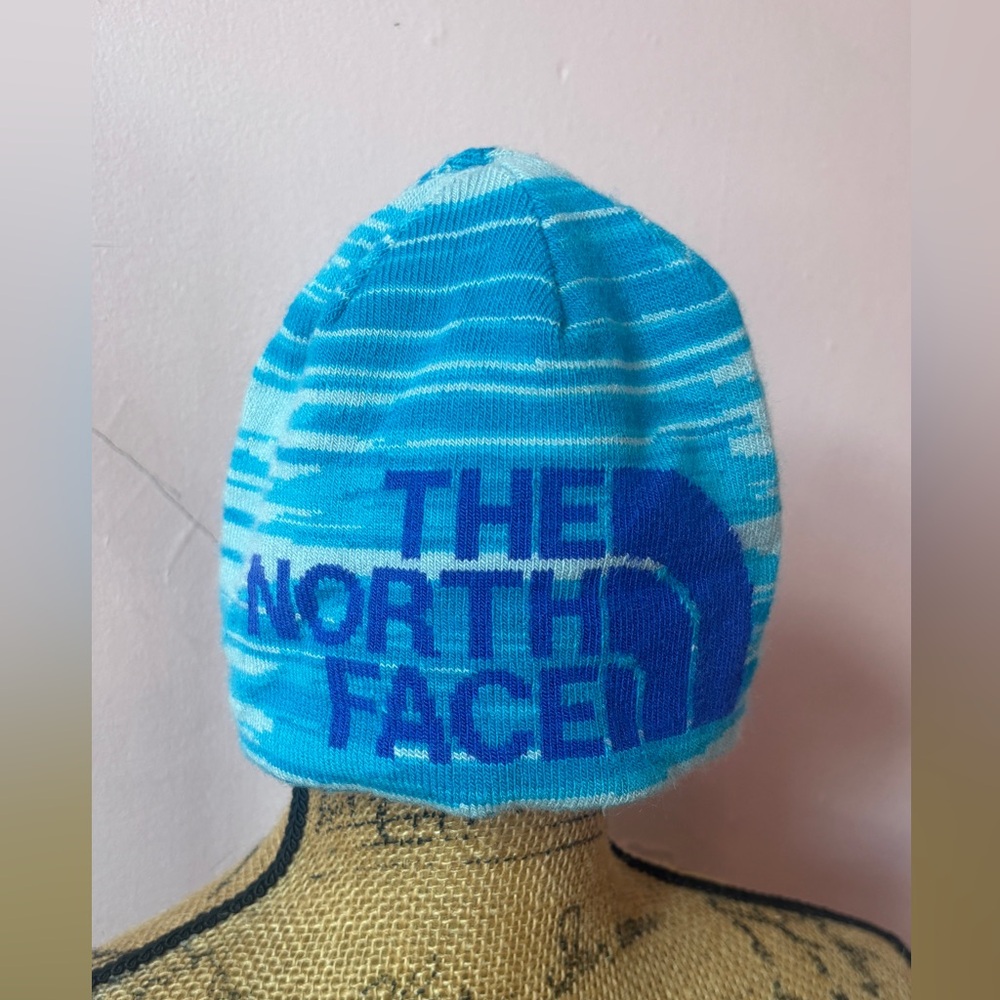 The North Face Light Blue Striped Beanie